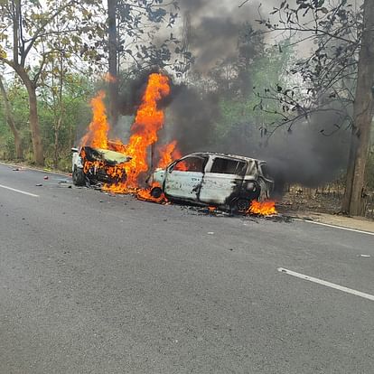हल्द्वानी में बड़ा हादसा: दो कारों की आपस में टक्कर के बाद लगी आग, एक की मौत, पांच लोग घायल