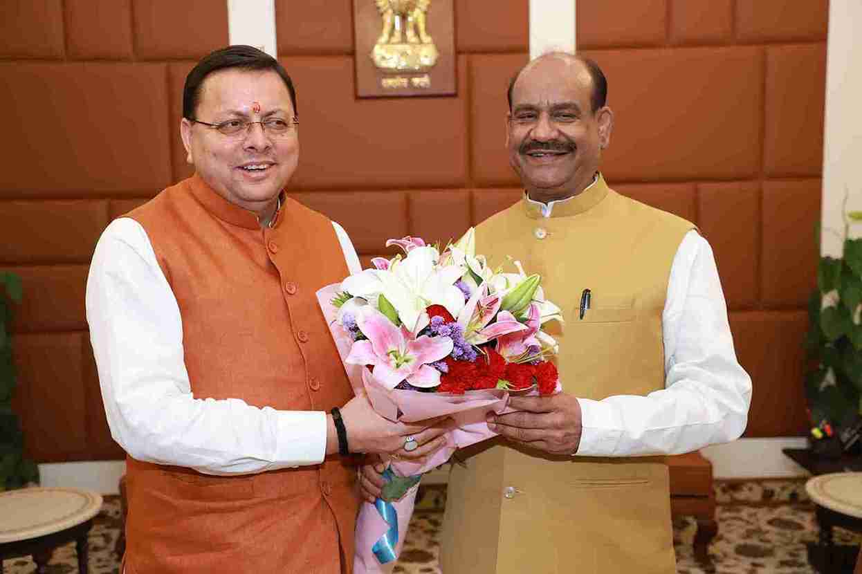 मुख्यमंत्री  पुष्कर सिंह धामी ने लोकसभा अध्यक्ष ओम बिड़ला से की शिष्टाचार भेंट