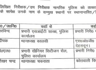 देहरादून पुलिस में फेरबदल, चार निरीक्षकों के तबादले