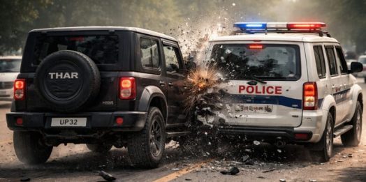 फरार आरोपी की गिरफ्तारी के दौरान पुलिस पर जानलेवा हमला, वाहन से टक्कर मारने की कोशिश