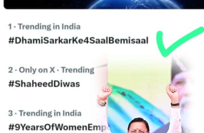 धामी सरकार के 4 साल, X पर ट्रेंड करता रहा हैशटैग