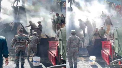 गोरंग गांव की गौशाला में लगी भीषण आग, ‘आइबेक्स ब्रिगेड’ के जवानों ने पाया काबू, सारा सामान जला