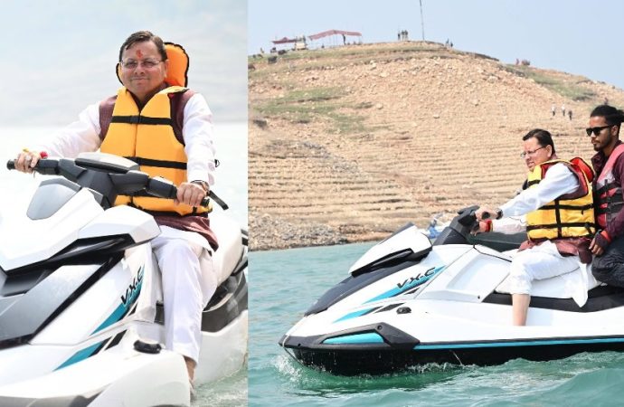 टिहरी झील में रोमांच के सफर पर निकले सीएम