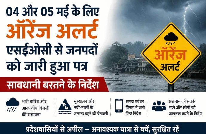 04 और 05 मई के लिए आरेंज अलर्ट एसईओसी से जनपदों को जारी हुआ पत्र, सावधानी बरतने के निर्देश
