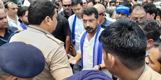 केतन हत्याकांड: हरिद्वार में रोके गए सांसद चंद्रशेखर, शंकराचार्य चौक पर धरना