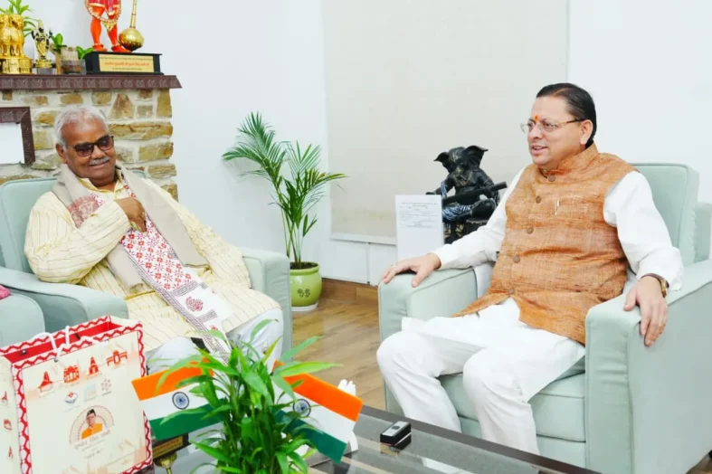 मुख्यमंत्री पुष्कर सिंह धामी से राजस्थान सरकार के कैबिनेट मंत्री मदन दिलावर ने की शिष्टाचार भेंट