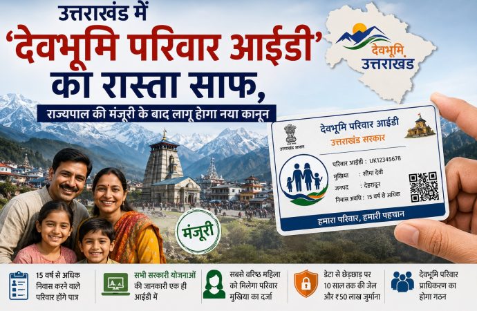 उत्तराखंड में ‘देवभूमि परिवार आईडी’ का रास्ता साफ, राज्यपाल की मंजूरी के बाद लागू होगा नया कानून