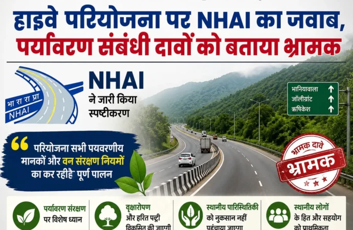 भानियावाला–जॉलीग्रांट–ऋषिकेश हाईवे परियोजना पर NHAI का जवाब, पर्यावरण संबंधी दावों को बताया भ्रामक