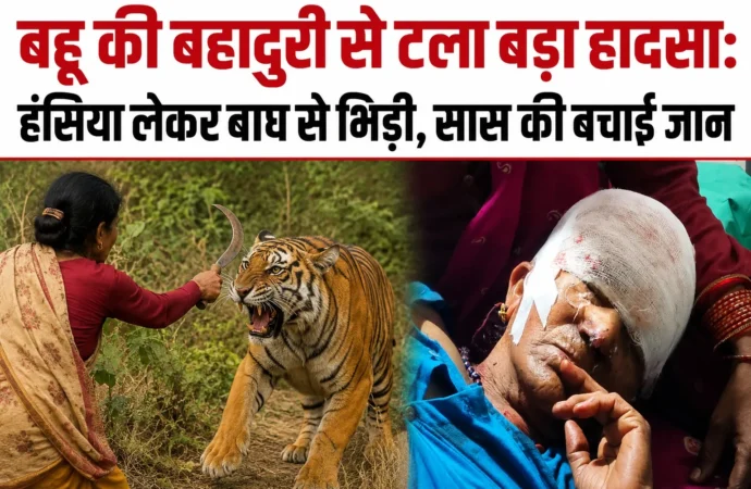 बहू की बहादुरी से टला बड़ा हादसा: हंसिया लेकर बाघ से भिड़ी, सास की बचाई जान