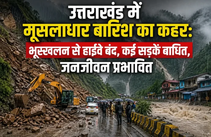 उत्तराखंड में मूसलाधार बारिश का कहर: भूस्खलन से हाईवे बंद, कई सड़कें बाधित, जनजीवन प्रभावित