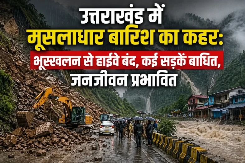 उत्तराखंड में मूसलाधार बारिश का कहर: भूस्खलन से हाईवे बंद, कई सड़कें बाधित, जनजीवन प्रभावित