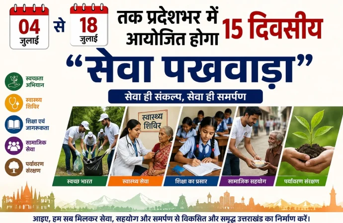 04 से 18 जुलाई तक प्रदेशभर में आयोजित होगा 15 दिवसीय “सेवा पखवाड़ा”