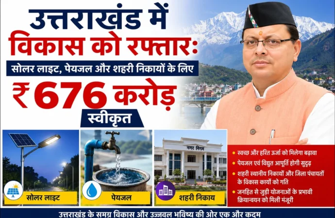 उत्तराखंड में विकास को रफ्तार: सोलर लाइट, पेयजल और शहरी निकायों के लिए ₹676 करोड़ स्वीकृत