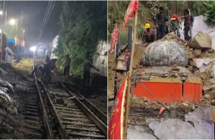 भारी बारिश का कहर: हरिद्वार में काली मंदिर पर गिरा मलबा, श्रीनगर में अलकनंदा का जलस्तर खतरे से नीचे लेकिन अलर्ट जारी
