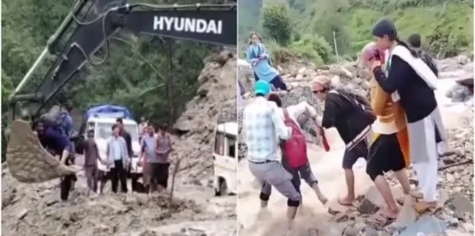 26 साल बाद भी सीमांत गांवों की पीड़ा बरकरार: चमोली में बच्चे जान जोखिम में डालकर पार कर रहे गदेरा, पोकलैंड की बकेट बनी सहारा