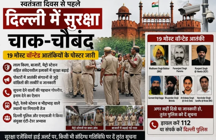 स्वतंत्रता दिवस से पहले दिल्ली में सुरक्षा चाक-चौबंद, 19 मोस्ट वॉन्टेड आतंकियों के पोस्टर जारी