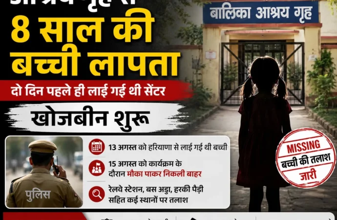 ज्वालापुर के आश्रय गृह से आठ वर्षीय बच्ची लापता, स्वतंत्रता दिवस कार्यक्रम के दौरान निकली बाहर
