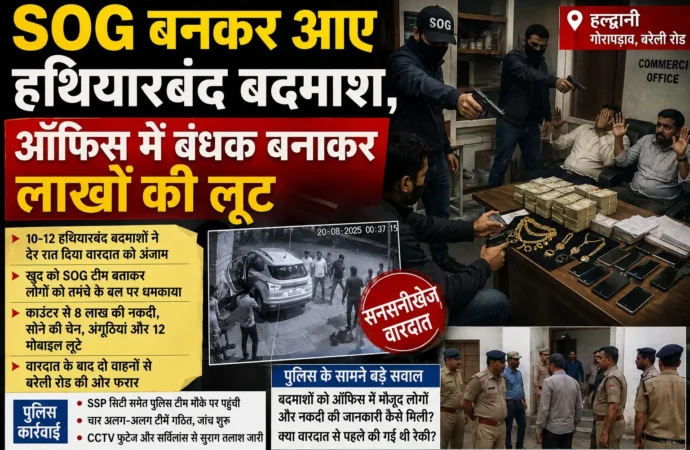 SOG बनकर आए हथियारबंद बदमाश, ऑफिस में बंधक बनाकर लाखों की लूट