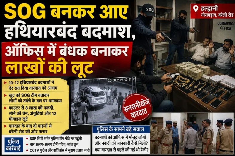 SOG बनकर आए हथियारबंद बदमाश, ऑफिस में बंधक बनाकर लाखों की लूट