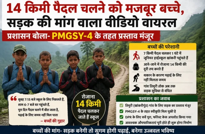 14 किमी पैदल चलने को मजबूर बच्चे, सड़क की मांग वाला वीडियो वायरल; प्रशासन बोला- PMGSY-4 के तहत प्रस्ताव मंजूर
