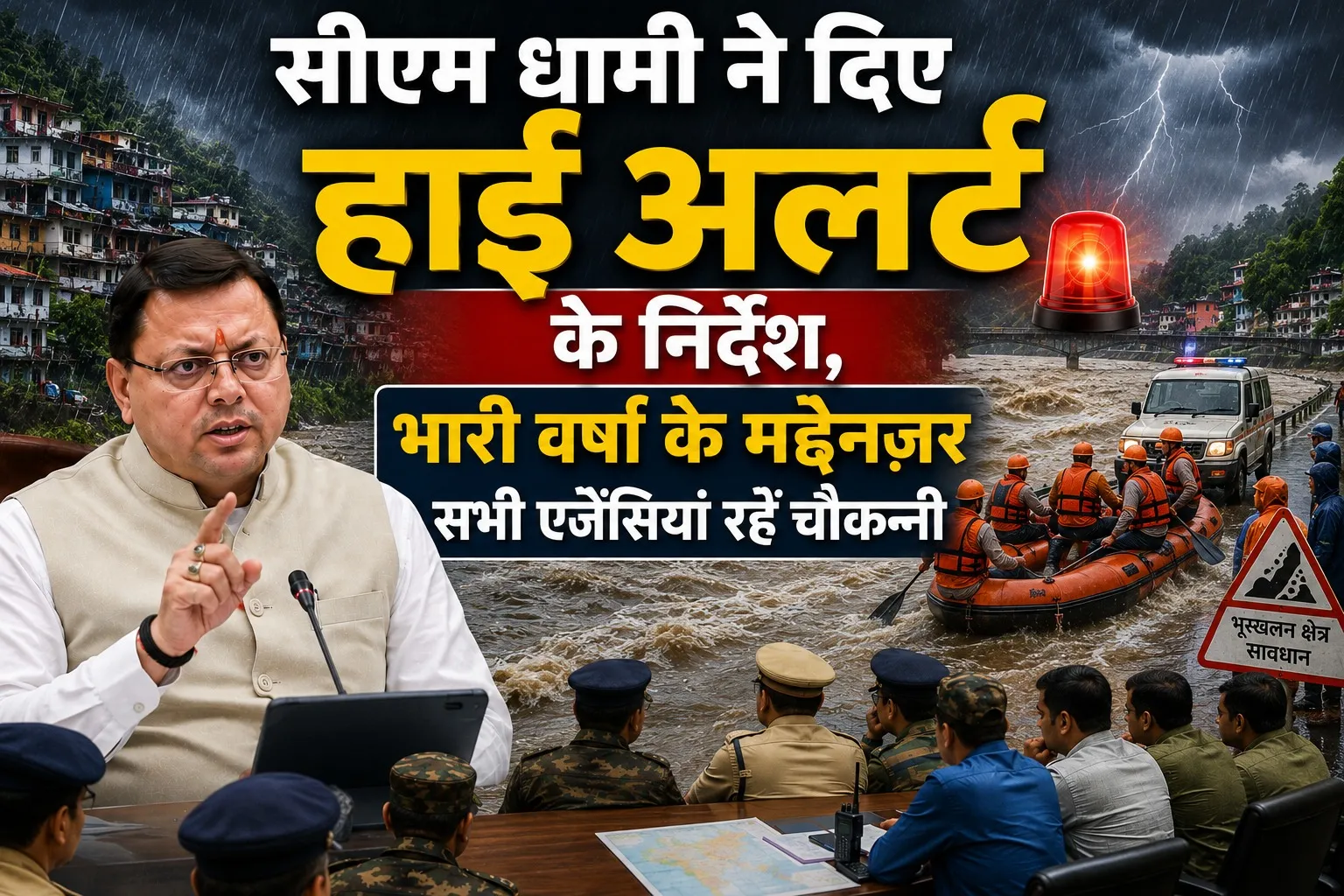 सीएम धामी ने दिए हाई अलर्ट के निर्देश, भारी वर्षा के मद्देनज़र सभी एजेंसियां रहें चौकन्नी