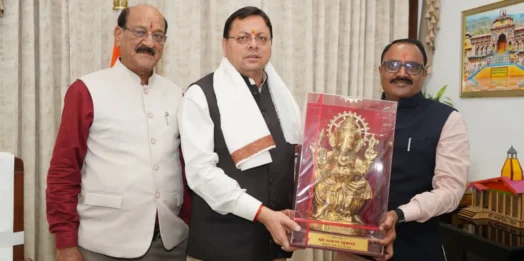 मुख्यमंत्री धामी से मध्य प्रदेश के कैबिनेट मंत्री राकेश शुक्ला ने की शिष्टाचार भेंट